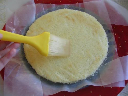 brushing with simple syrup